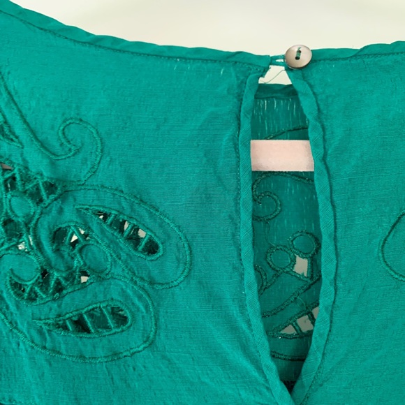 Emerald green vintage Joane Char silk dress - Picture 2 of 9